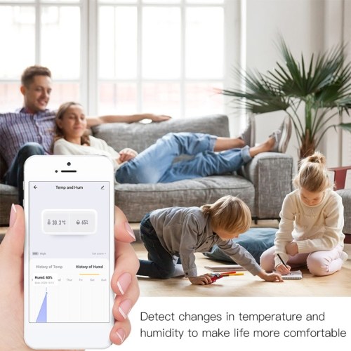 

ZigBee Temperature Humidity Sensor APP Control Indoor Temperature Humidity Monitor Smart Temperature Meter Mini Wireless Hygrometer for Home Office Warehouse