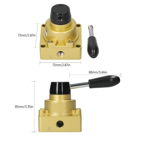 

1/4-inch Pneumatic Rotary Lever Hand Valve 4 Way 3 Position Air Hand Valve Pneumatic Air Flow Control