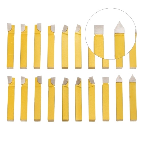 20Pcs 1/4'' Gold Carbide Tip Tipped Cutter Tool Bit Cutting Set for Metal Lathe Tooling