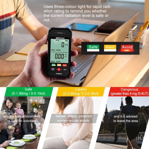 KKmoon kkm825 Handheld Electromagnetic Radiation Tester Multi-function Electromagnetic Radiation Detector with Large LCD Screen 