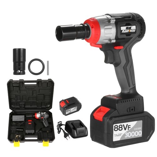 

NANWEI Cordless Impact Wrench 380Nm Torque Brushless Motor with 1/2 and 5/16 Inch Quick Chuck 6.0A Fast Charger Variable Speed Multifunction Impact Kit with Belt and Carrying Case