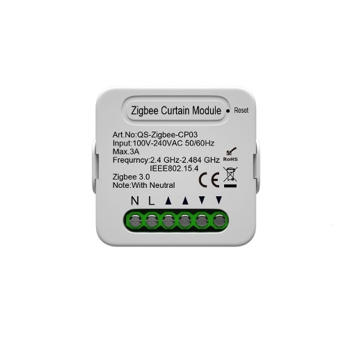 QS-Zigbee-CP03 Tuya ZigBee Módulo de interruptor de cortina inteligente Módulo de modificação de cortina doméstica Função de temporização de compartilhamento de dispositivo móvel Controle remoto de APP compatível com Alexa Google Home Voice Control Precisa ser usado com Gate-way