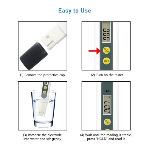 

Digital TDS Meter Water Quality Tester Pen 0-9990PPM Mini Portable Water Quality Monitor Analyzer for Drinking Water Aquarium Swimming Pool Aquiculture