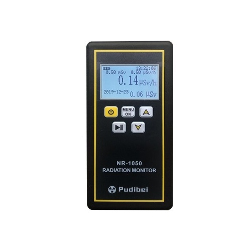 NR-1050 Rilevatore di radiazioni nucleari portatile portatile Display LCD Tester radioattivo per uso domestico Contatore Geiger Rilevamento raggi X β Y Vibrazioni sonore Luce Triplo allarme Rilevatore di radiazioni nucleari pratico