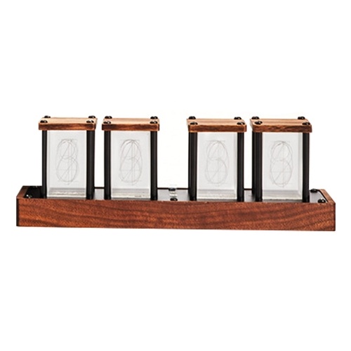 

Table RGB Glow Tube Clock Walnut Wood Base Highlight LED Electronic Digital Alarm Clocks Timer 12 24 Hours Time System Adjustable 8 Display ModesChristmas Gift Home Decoration