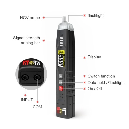 HABOTEST HT122A Pen Type Digital Multimeters Smart Handheld Multi-meter True RMS LCD Display 4000 Counts NCV Meter Voltmeter Pen Tester DC/AC Voltage Resistance Capacitance Frequency Tester Phase Sequence Detection 