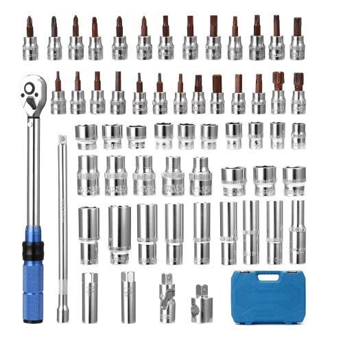 10-60N.mN.m 3/8 Inch Drive 59 PCS Preset Torque Wrench Bits Set Quick Release Mini Portable Adjustable Torque Wrench Household Bicycle Car Auto Repairs with Storage Box