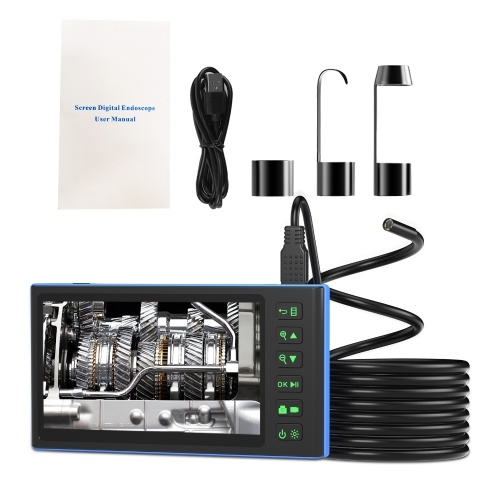 Dual Camera Endoscope with 7-inch IPS Color Screen Borescope with 6 LED Lights 1080P Photos Videos Snake Camera IP67 Waterproof 2 Million Pixels Inspection Camera with TF Card Slot 