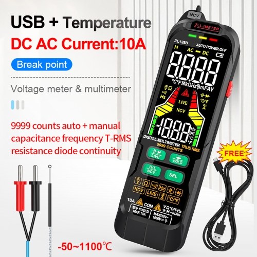 Digital Multimeter Professional Tester Meter Alternating Current Direct Current Voltage Multimetro True RMS Capacitance Temp Detector Multitester 