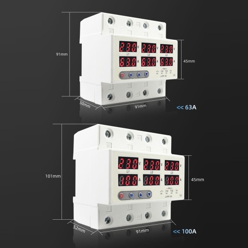 LCD Display Self-reset Protector Overvoltage Undervoltage Current Limiting Circuit Breaker Phase Lost Zeroloss Phase Sequence Voltage Unbalance Protector Overload Automatic Power Off Reclosure Switch 