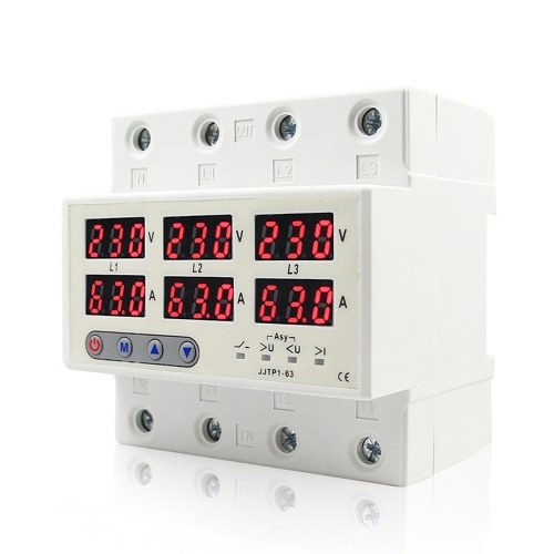 LCD Display Self-reset Protector Overvoltage Undervoltage Current Limiting Circuit Breaker Phase Lost Zeroloss Phase Sequence Voltage Unbalance Protector Overload Automatic Power Off Reclosure Switch 