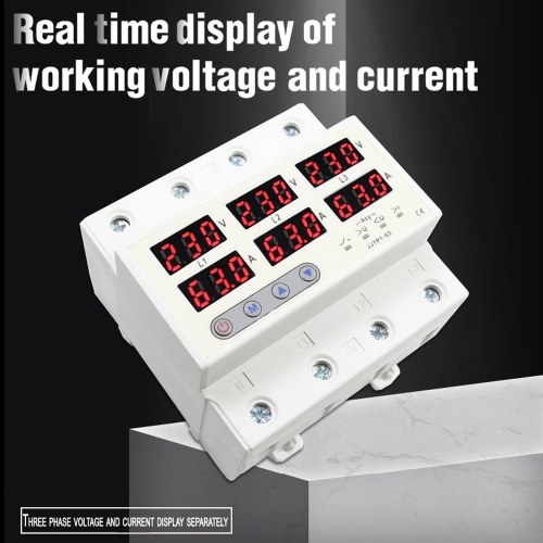 LCD Display Self-reset Protector Overvoltage Undervoltage Current Limiting Circuit Breaker Phase Lost Zeroloss Phase Sequence Voltage Unbalance Protector Overload Automatic Power Off Reclosure Switch 