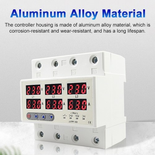 LCD Display Self-reset Protector Overvoltage Undervoltage Current Limiting Circuit Breaker Phase Lost Zeroloss Phase Sequence Voltage Unbalance Protector Overload Automatic Power Off Reclosure Switch 