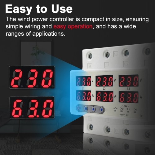 LCD Display Self-reset Protector Overvoltage Undervoltage Current Limiting Circuit Breaker Phase Lost Zeroloss Phase Sequence Voltage Unbalance Protector Overload Automatic Power Off Reclosure Switch 