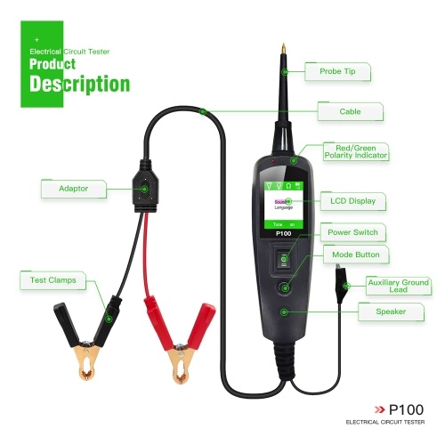 Automotive Circuit Tester Power Circuit Probe Kit Car Voltage/Resistant Tester Diagnostic Tool 2M Cable 