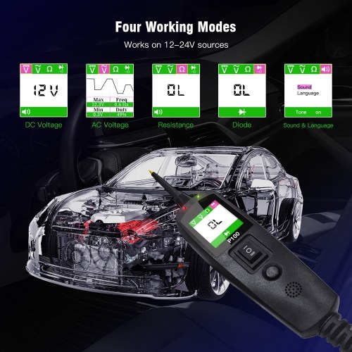 Automotive Circuit Tester Power Circuit Probe Kit Car Voltage/Resistant Tester Diagnostic Tool 2M Cable 