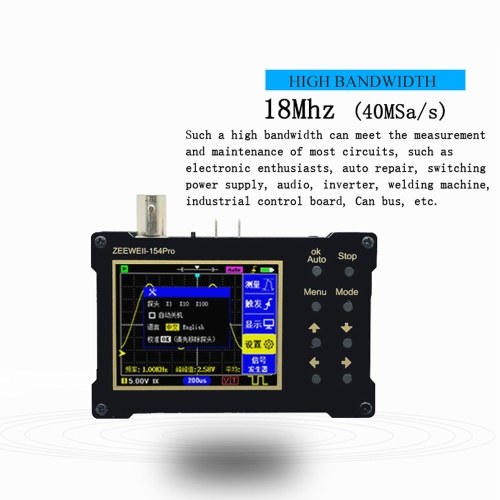 ZEEWEII DSO154Pro 320*240 Resolution 2.4-inch TFT Color Screen Digital Oscilloscope 40MSa/s Sampling Rate Support Signal Generator 