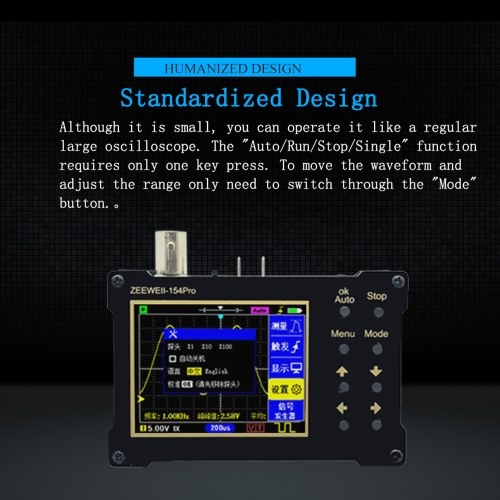 ZEEWEII DSO154Pro 320*240 Resolution 2.4-inch TFT Color Screen Digital Oscilloscope 40MSa/s Sampling Rate Support Signal Generator 