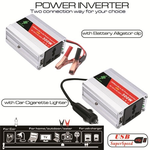 Portable Inverter Car Power Inverters DC12Volt To AC220Volt Transformer 300W Car Power Converter USB Adapter Auto Inverters 