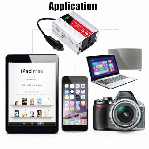 Portable Inverter Car Power Inverters DC12Volt To AC220Volt Transformer 300W Car Power Converter USB Adapter Auto Inverters 