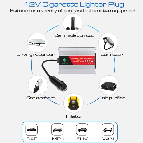Portable Inverter Car Power Inverters DC12Volt To AC220Volt Transformer 300W Car Power Converter USB Adapter Auto Inverters 