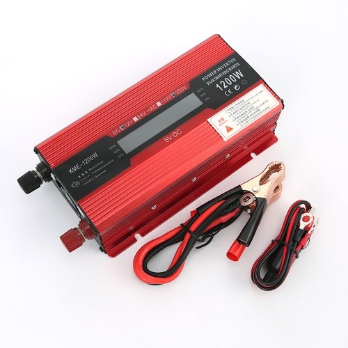 500W Car Power Inverter 12V to 220V AC Converter Solar Inverter LCD Digital Modified Sinewave Inverter with AC Outlets USB Charging Port On-Off Switch for Car RV Solar Panel 