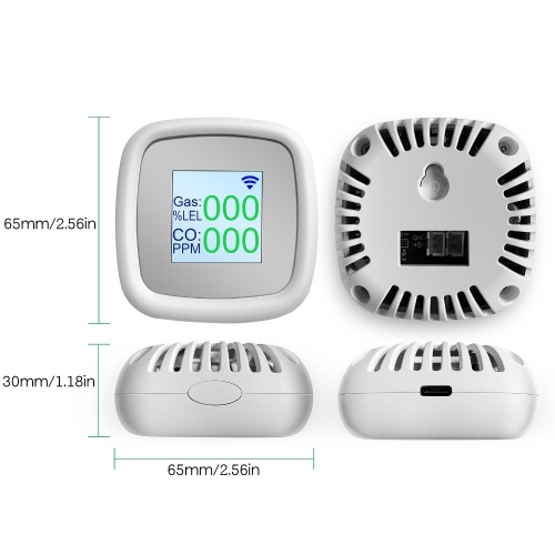WIFI Combustible Gas Detector Digital  Gas Leak Tester Intelligent Air Quality Detector with Sound Alarm APP Notification Pushing SmartLife Tuya APP Remote Control 