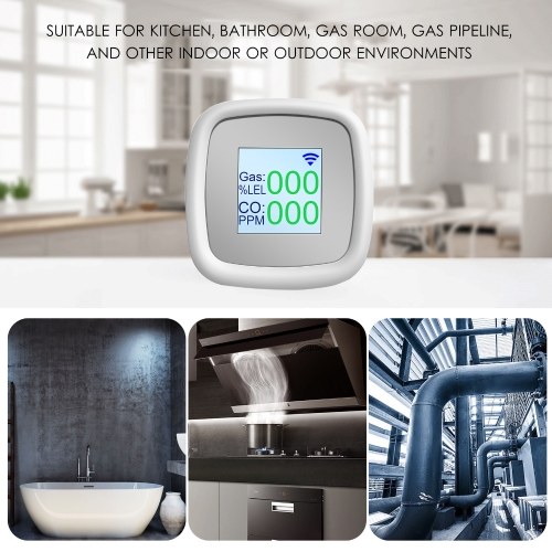 WIFI Combustible Gas Detector Digital  Gas Leak Tester Intelligent Air Quality Detector with Sound Alarm APP Notification Pushing SmartLife Tuya APP Remote Control 