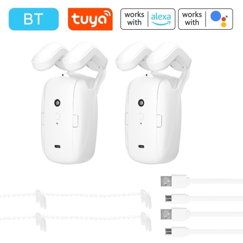 2PCS Tuya BT Moteur de rideau intelligent Prise en charge de l'ouvreur automatique de rideau App Contrôle à distance compatible avec Alexa Google Home