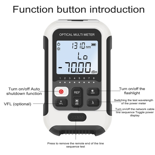 Portable 3 in 1 Optical Power Meter High Accurancy Network Tester Digital Display Optical Fiber Tester with LED Light (Type B -50 to 26dBm) 