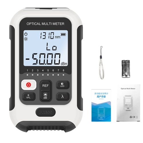 Portable 3 in 1 Optical Power Meter High Accurancy Network Tester Digital Display Optical Fiber Tester with LED Light (Type B -50 to 26dBm) 