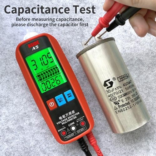Digital Multimeter Professional Voltage Current Resistance Frequency Capacitance Diode Temperature Capacitance Measurement Test Meter Temp Detector Multitester Digital Backlight Display Tester 