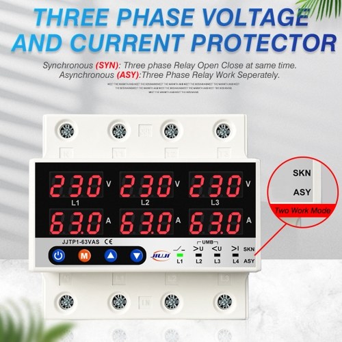 Three Phase Voltage and Current Protector Synchronous and Asynchronous Working Modes Design with Automatic Power Off and Automatic Reset Function 100A 