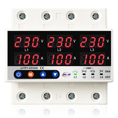 Three Phase Voltage and Current Protector Synchronous and Asynchronous Working Modes Design with Automatic Power Off and Automatic Reset Function 100A 