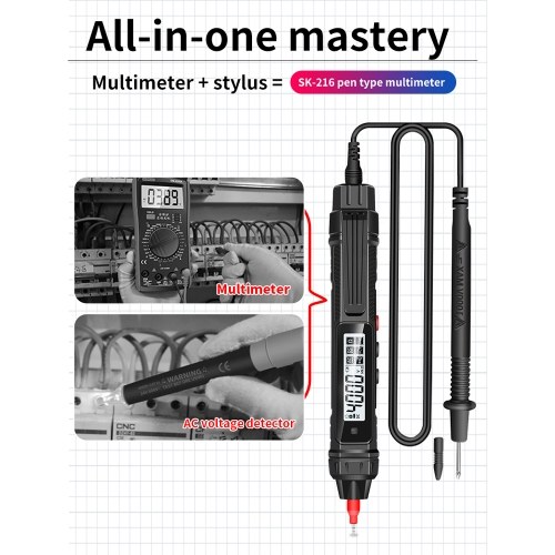 2in1 Electric Test Pen Digital Multimeter Professional Voltage Current Resistance Measurement Test Meter Live Wire Recognition Data-hold LCD Display Tester 