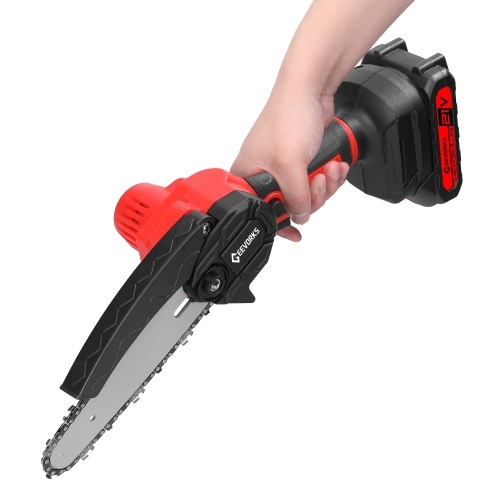 

21V 6inch Portable Electric Pruning Saws Small Wood Splitting Chainsaw Brush Motor One-handed Woodworking Tool for Garden Orchard Cutting (2 Batteries)
