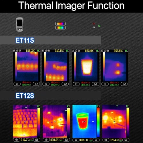 2in1 Digital Thermal Imager Multimeter 2.8inch Color Display 24*32 Thermal Imaging Pixel 6000 Counts Multimeter  ET12S 