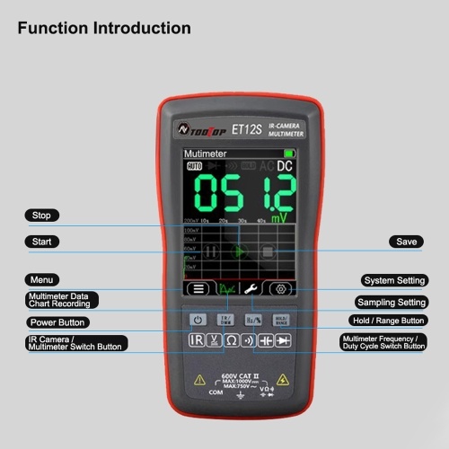 2in1 Digital Thermal Imager Multimeter 2.8inch Color Display 24*32 Thermal Imaging Pixel 6000 Counts Multimeter  ET12S 