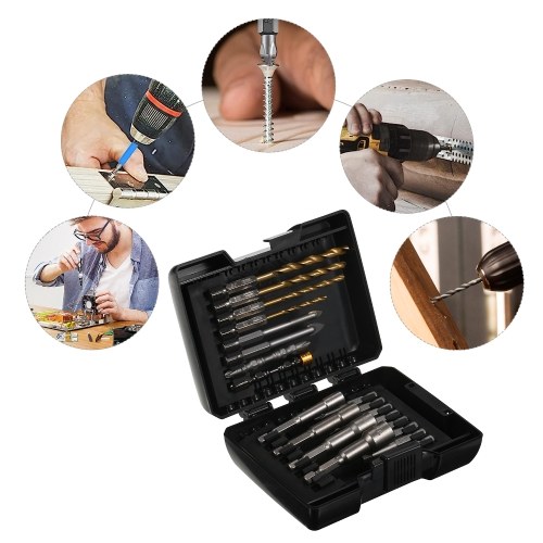 20PCS Drill Bit Set Screwdriver Bit Set Impact Driver Bit Set for Wood, Metal, Steel and Security Screwdriver Bits for Power Tool with Case 