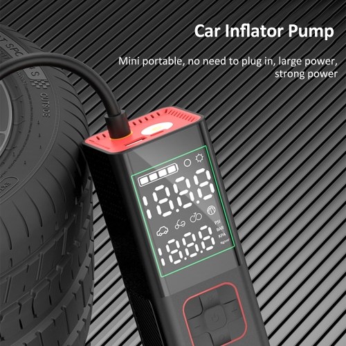 Portable Tire Inflator 160PSI Cordless Air Pump with LCD Screen for Car Tires Motorcycle Bike Bicycles with 2600mAh Rechargeable Battery 