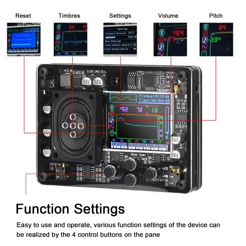 Type-C Interface Audio Theremin Musical Module Vintage Electronic Ingenious Instrument Multiple Voices Adjustable with Color Screen Display 