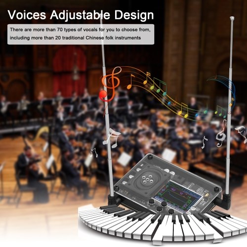 Type-C Interface Audio Theremin Musical Module Vintage Electronic Ingenious Instrument Multiple Voices Adjustable with Color Screen Display 