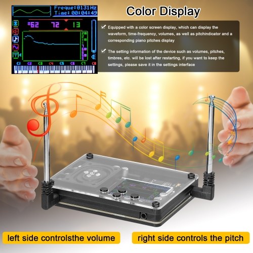 Type-C Interface Audio Theremin Musical Module Vintage Electronic Ingenious Instrument Multiple Voices Adjustable with Color Screen Display 
