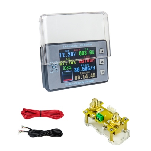 2.4inch Color LCD Screen Coulometer Voltage Current Capacity Meter Electric Car RV Battery Coulometers Bidirectional Current Detection with Memory Function 