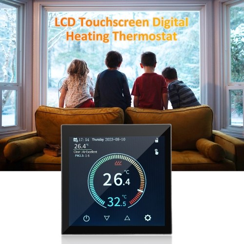 HYT001 WIFI Smart Heating Thermostat Digital Temperature Controller Mobile Phone APP Control Touchscreen LCD Display Weekly Programmable Thermostat Anti-freeze for Home School Office Hotel Smart Life APP Control 