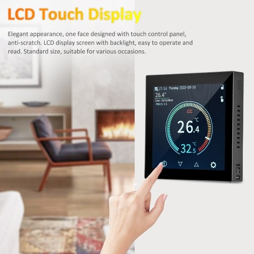 HYT001 WIFI Smart Heating Thermostat Digital Temperature Controller Mobile Phone APP Control Touchscreen LCD Display Weekly Programmable Thermostat Anti-freeze for Home School Office Hotel Smart Life APP Control 