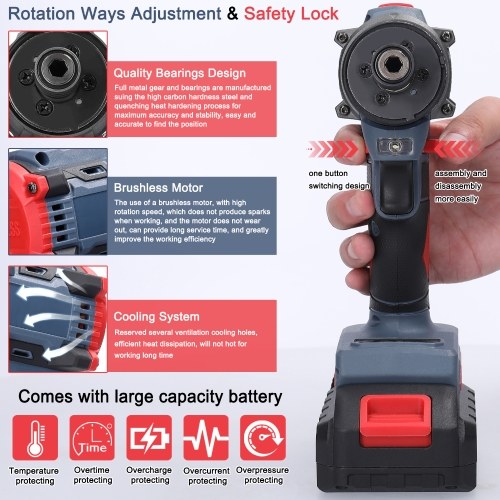 21V Multi-function Electric Screwdriver 55Nm Torque Brushless Motor Practical Screw Driver for Home Appliances Furniture Installation Automotive Electronics Repairing 