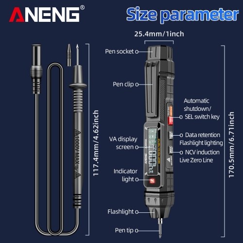 ANENG A3005A/B Digital Intelligent Professional Multimeter Sensor Pen Phase Sequence Tester AC Voltage Meter Non-Contact Voltmeter Electric Tool 