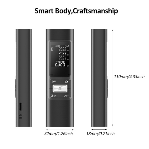S40 Laser Distance Meter 40M Handheld Rangefinder ±2mm High Precision Digital Mini Distance Measuring Meter Indoor Rechargeable Electronic Space Measurement Device for Length Area Volume with Aluminium alloy Shell, 0.1s Measuring Speed 