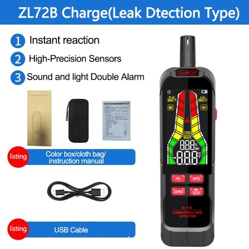 

Handheld Combustible Gases Leak Detector Natural Gases Leakage Tester Portable Combustible Gases Concentration Analyzer Meter with Sound Light Alarm Function